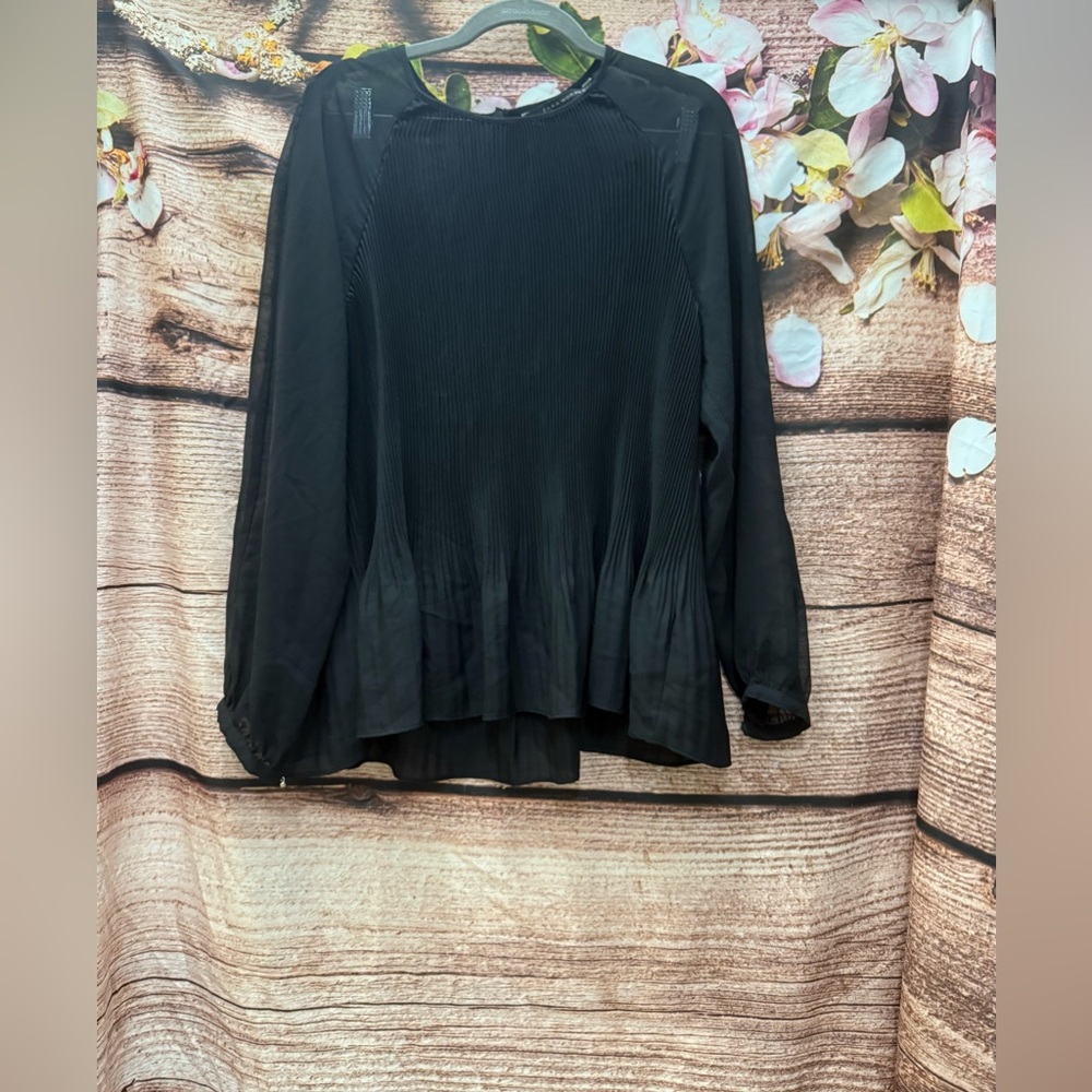 Zara Black Pleated Women's Blouse